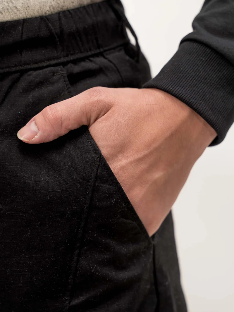 Maniac  Maniac Mens Cut and Sew Solid Black Cotton Trackpant for Men | Best Price UAE